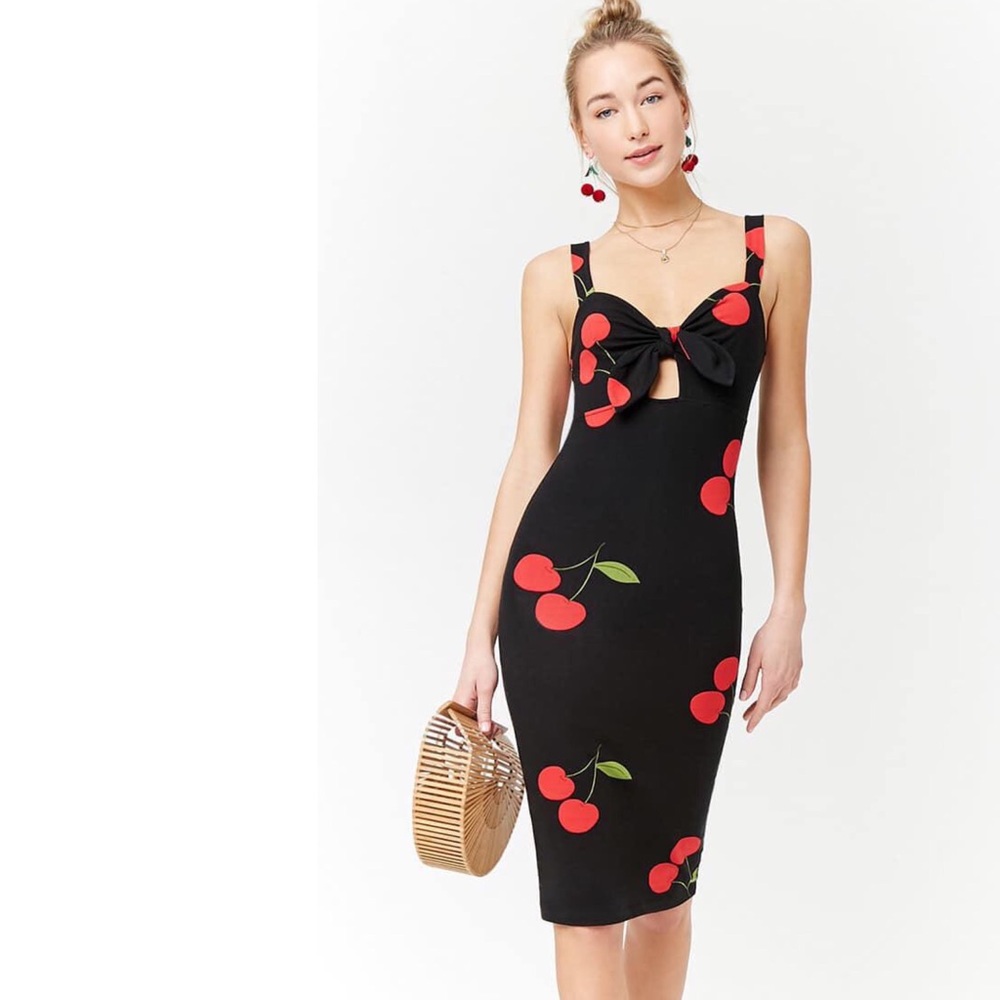 Fitted Black Cherry Midi Dress